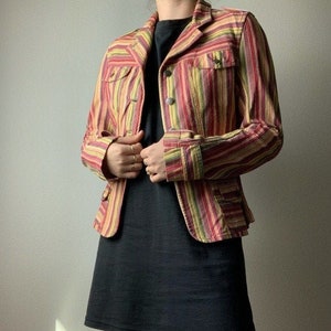 JC de Castelbajac rainbow striped denim jacket