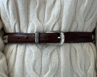 Vintage Onyx by Brighton Mens Black Studded Golf Waist Belt Sz 34