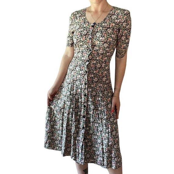 Vintage 1990s Womens Micro Floral Fall Colors Cott