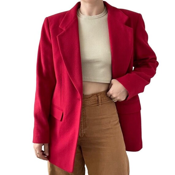 Vintage 90s Womens Cherry Red Wool Cashmere Singl… - image 5