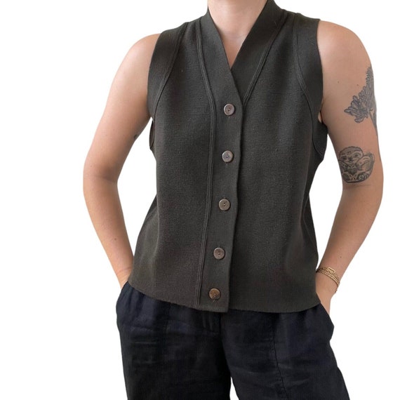 Isda & Co Womens Olive Green Wool Blend Preppy Sweater Vest Waistcoat Sz S  - Etsy