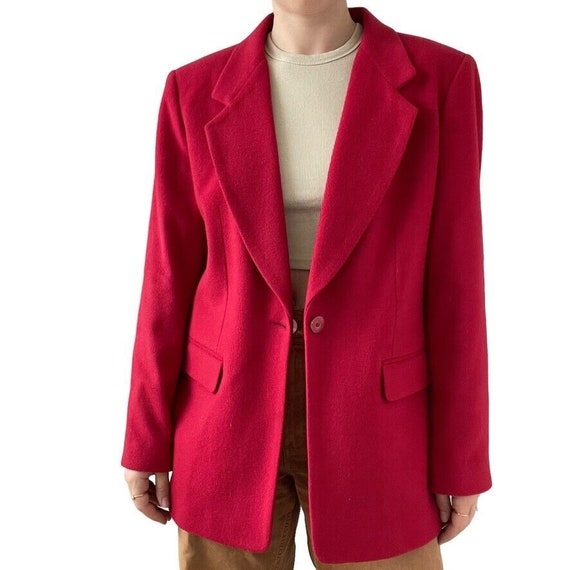 Vintage 90s Womens Cherry Red Wool Cashmere Singl… - image 4