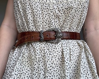 Vintage Women’s Brighton Brown Leather Cherub Western Cowgirl Belt Sz M