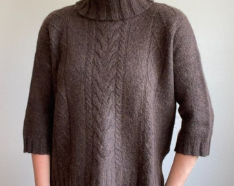 Banana Republic Womens Brown Alpaca Wool Blend Cowl Neck Cropped Sweater Sz XS/S