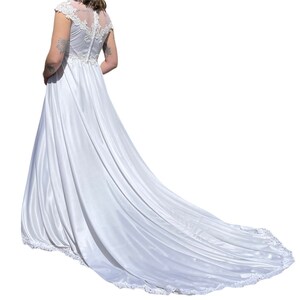 Vintage 1970s White Lace Boho Hippie Retro Maxi Dress Floral Wedding Gown Sz M image 2