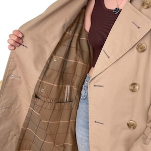 Vintage Mens Burberry Tan Khaki Beige Nova Check Long Trench Rain Coat 50 Short image 10