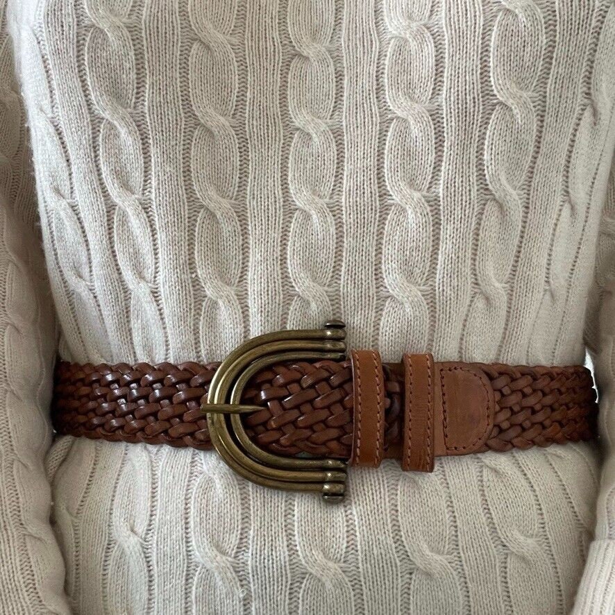Vintage Saks Fifth Avenue Italian Brown Leather Braided  display picture 1