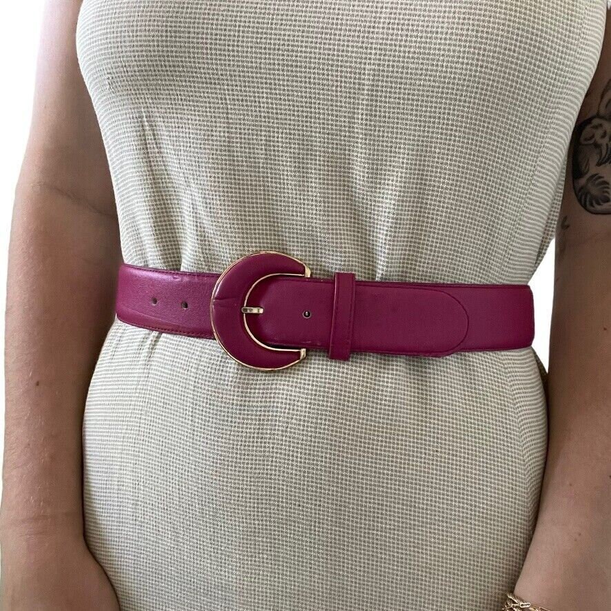 Vintage Liz Claiborne Hot Pink Red Lizard Embossed Leather Belt 90s Y2K Liz claiborne 90s leather belt - Gem main image 2