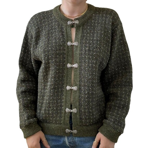 Vintage LL Bean Olive Green Wool Blend Birdseye Made in Norway  