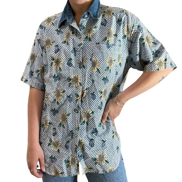 Sunflower Denim Shirt Etsy