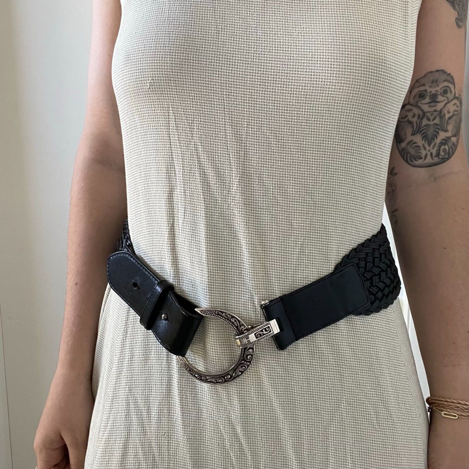90s VTG Brighton S/M Bolo Western Hip Belt Black Braided Leather Eclectic Gypsy 90s Brighton Belt - Etsy main image 4