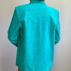 Vintage Adolph Schuman for Lilli Ann Teal Blue Ultra Suede Blazer Skirt Set Sz M image 9
