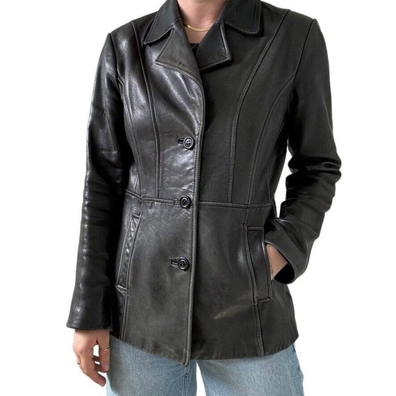 Pelle Studio Womens Black Distressed Soft Leather Grunge Blazer Jacket Sz M Etsy