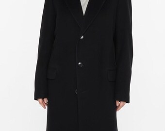 Canali Made in Italy Black Made in Italy 100% Wool Trench Coat Jacket Sz 50