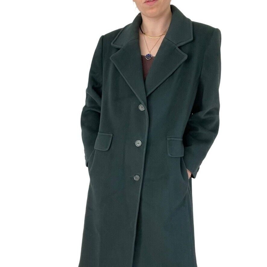 Vintage 80s Forecaster Forest Green Wool Long Trench Coat Vintage 80s Forecaster Forest Green Wool Long Trench Coat