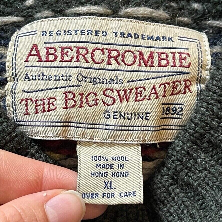 Vintage Mens Abercrombie the Big Sweater Fair Isle Geometric - Etsy
