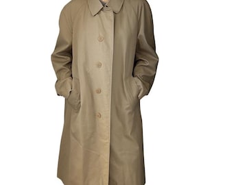 Vintage Aquascutum London Mens Aqua 5 Tan Beige Trench Rain Coat