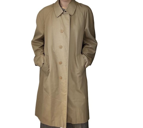Vintage Aquascutum London Mens Aqua 5 Tan Beige Trench Rain Coat