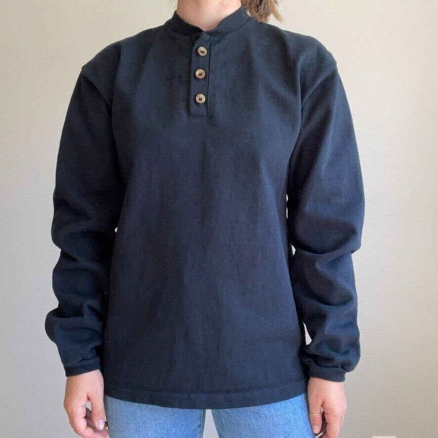 Vintage Mens Camber Made in USA Black Cotton Thick Henley Long Sleeve Tee  Sz M - Etsy