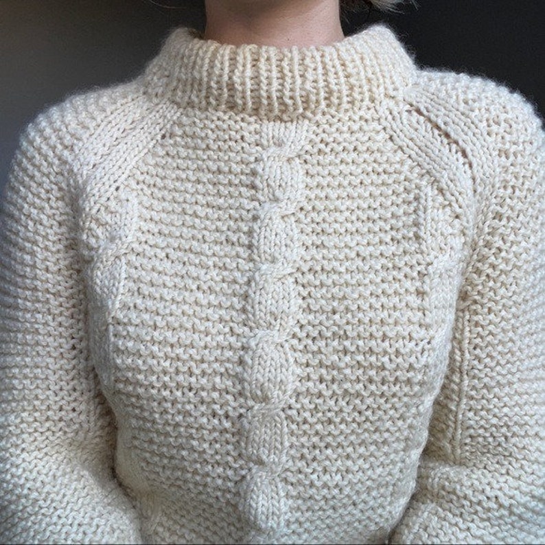 Vintage Womens Hand Knit Cream White Wool Fisherman Style Chunky Knit Sweater M image 5