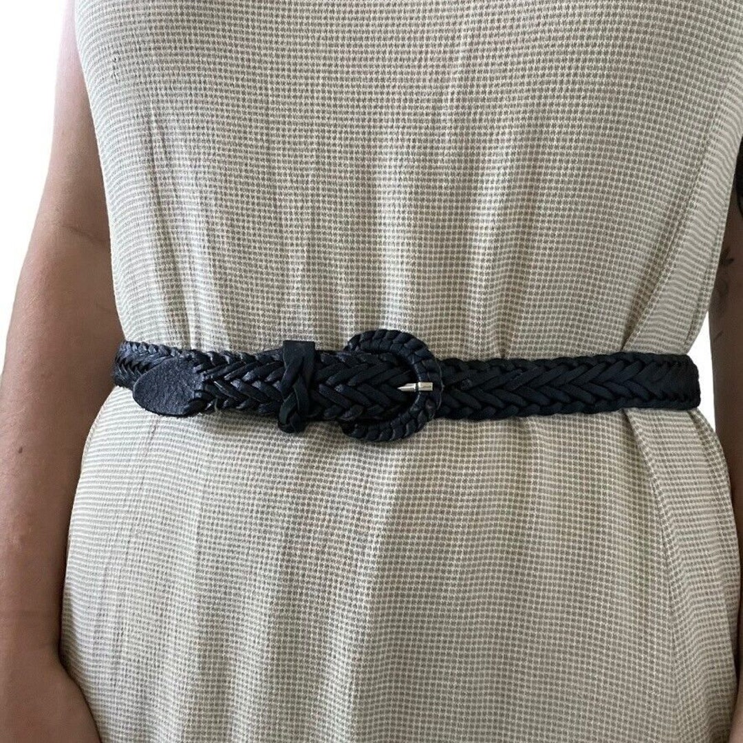 Vintage 1990s Womens 100% Leather Navy Blue Braided Rope  display picture 1