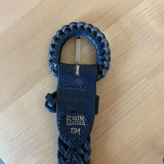 Vintage 1990s Womens 100% Leather Navy Blue Braided Rope Western Belt Sz S 1990s Gap Braided Leather Belt Vintage Women main image 4