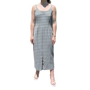 Vintage 1990s Womens Black White Plaid Checkered A Line Modern Maxi Dress Sz L