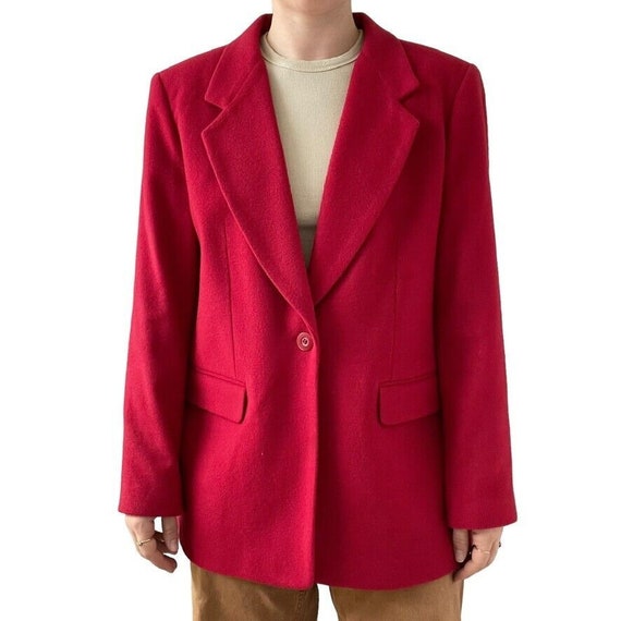 Vintage 90s Womens Cherry Red Wool Cashmere Singl… - image 2