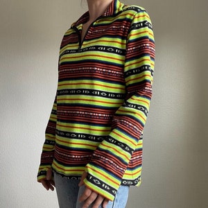 Lauren Ralph Lauren Neon Tribal Aztec Southwestern Fleece Quarter Zip Sz XL image 5