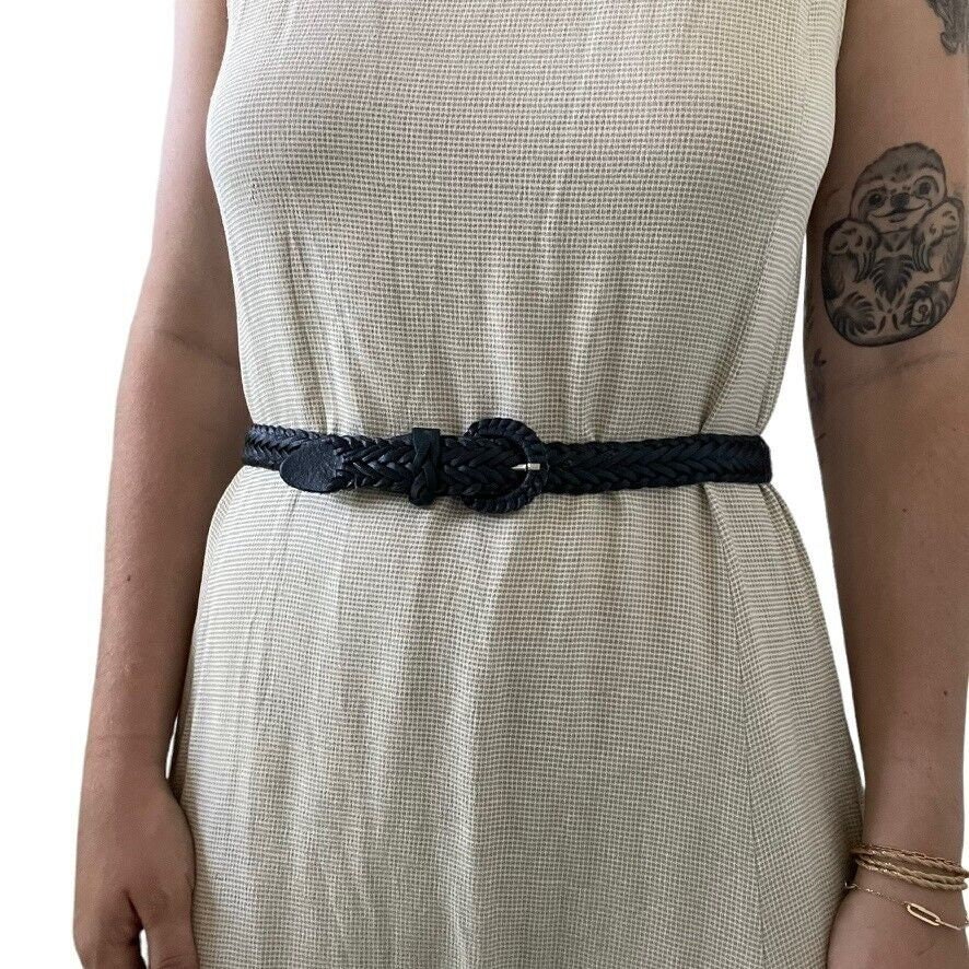 Vintage 1990s Womens 100% Leather Navy Blue Braided Rope  display picture 2
