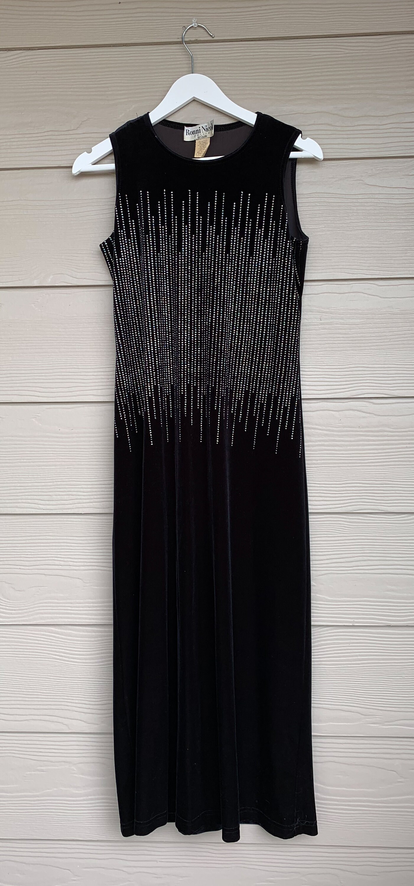 Vintage 90s Ronni Nicole Maxi Dress Black Long with Rainbow | Etsy