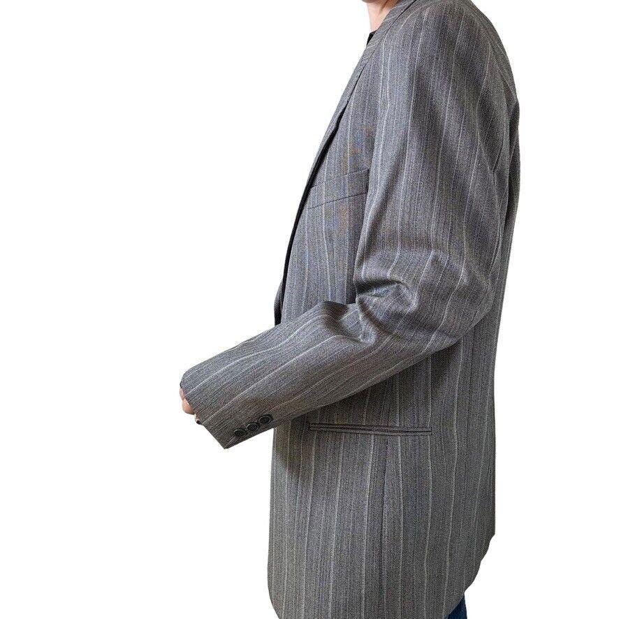 Vintage Yves Saint Laurent YSL Grey Striped Wool Preppy