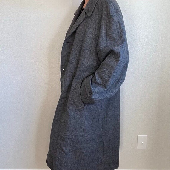 Vintage Mens 80s Gray 100% Wool Plaid Unstructure… - image 9