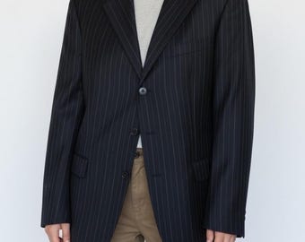Ermenegildo Zegna Trofeo Wool Navy Blue Striped Sport Coat Blazer Jacket 50R