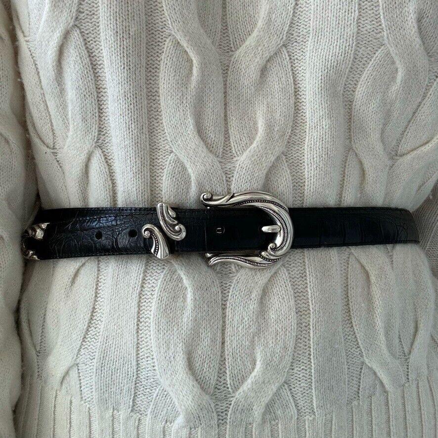 Vintage 1990s Coldwater Creek Black Croc Embossed Leather  display picture 1