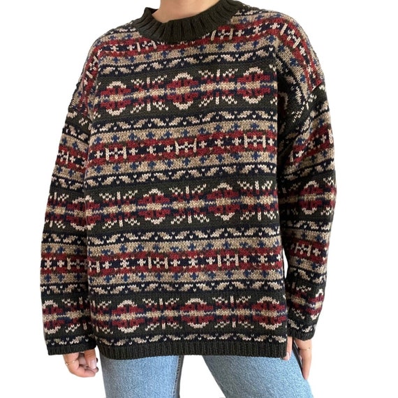 Vintage Mens Abercrombie the Big Sweater Fair Isle Geometric - Etsy