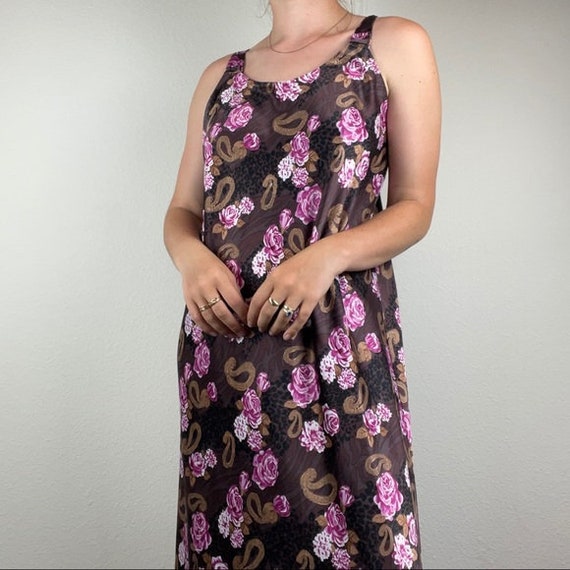 Vintage silk slip floral dress - image 3