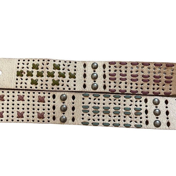 Fossil Womens Cream Leather Western Hippie Bohemian Studded  display picture 3