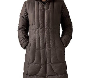 Vintage Womens Moncler Brown Goose Down Winter Puffer Mid Length Coat Sz 3