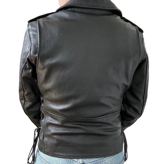 Vintage 1990s Womens Black 100% Leather Biker Moto Grunge Vintage 1990s Womens Black 100% Leather Biker Moto Grunge