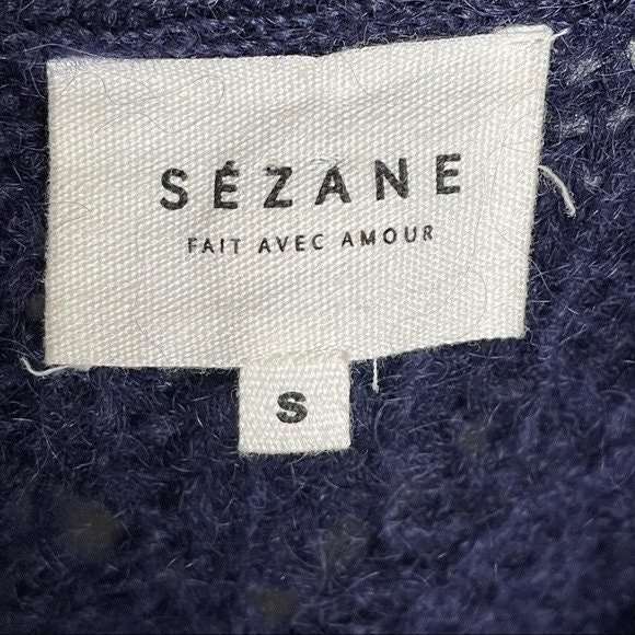 Sezane Navy Blue Wool Mohair Round Neck Light Weight Sheer Etsy