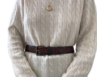 isaiah kincaid hook pick belt Women’s Size 26 Black Made In USA ISAIAH KINCAID BROWN Leather Belt Brass Hook Turn Buckle XS  main image 2