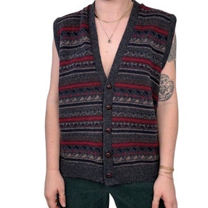 トップス ETRO Wool Knit Vest Etro - Navy Blue Paisley Knit Cardigan Vest | Mitchell Stores