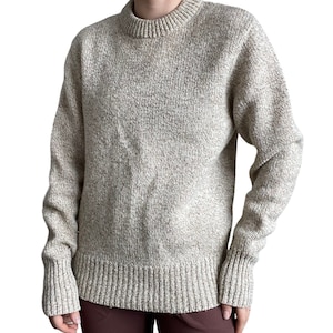 Vintage 1970s Woolrich Womens Tan Marled Wool Crewneck Preppy Sweater Sz L