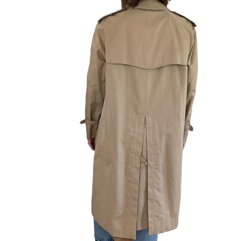 Vintage Mens Burberry Tan Khaki Beige Nova Check Long Trench Rain Coat 50 Short image 6