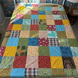 Vintage 70s- Quilt- That 70's Quilt- Patchwork- Handmade Vintage 70s- Quilt- That 70's Quilt- Patchwork- Handmade