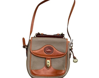 Vintage Dooney & Bourke Tan Beige Leather Top Handle Shoulder Purse Made USA