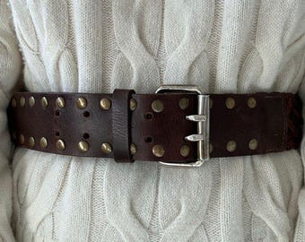Vintage Isaiah Kincaid Brown Leather Horsebit Waist Belt - Vintage Isaiah Kincaid Womens Black 100% Leather Horsebit  main image 3