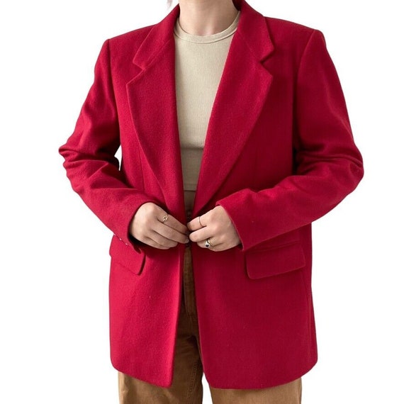 Vintage 90s Womens Cherry Red Wool Cashmere Singl… - image 8