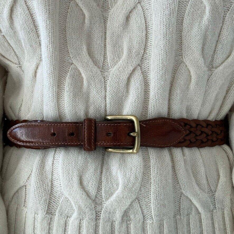 Vintage Nordstrom 1990s Womens Brown Leather Braided Solid  display picture 2
